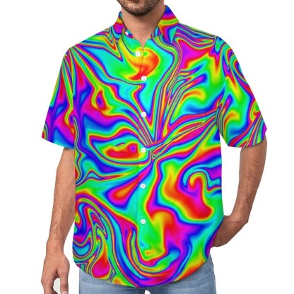 Hawaiian Abstract Print Resort Shirt-Vacay Outfit