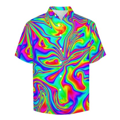 Hawaiian Abstract Print Resort Shirt-Vacay Outfit
