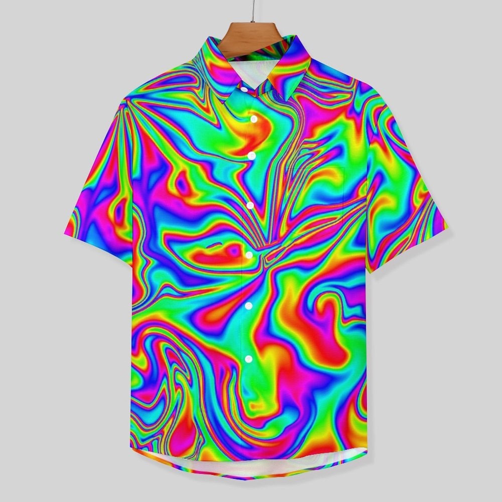 Hawaiian Abstract Print Resort Shirt-Vacay Outfit