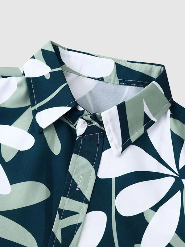 Hawaiian Style Floral Print Shirt-Vacay Outfit