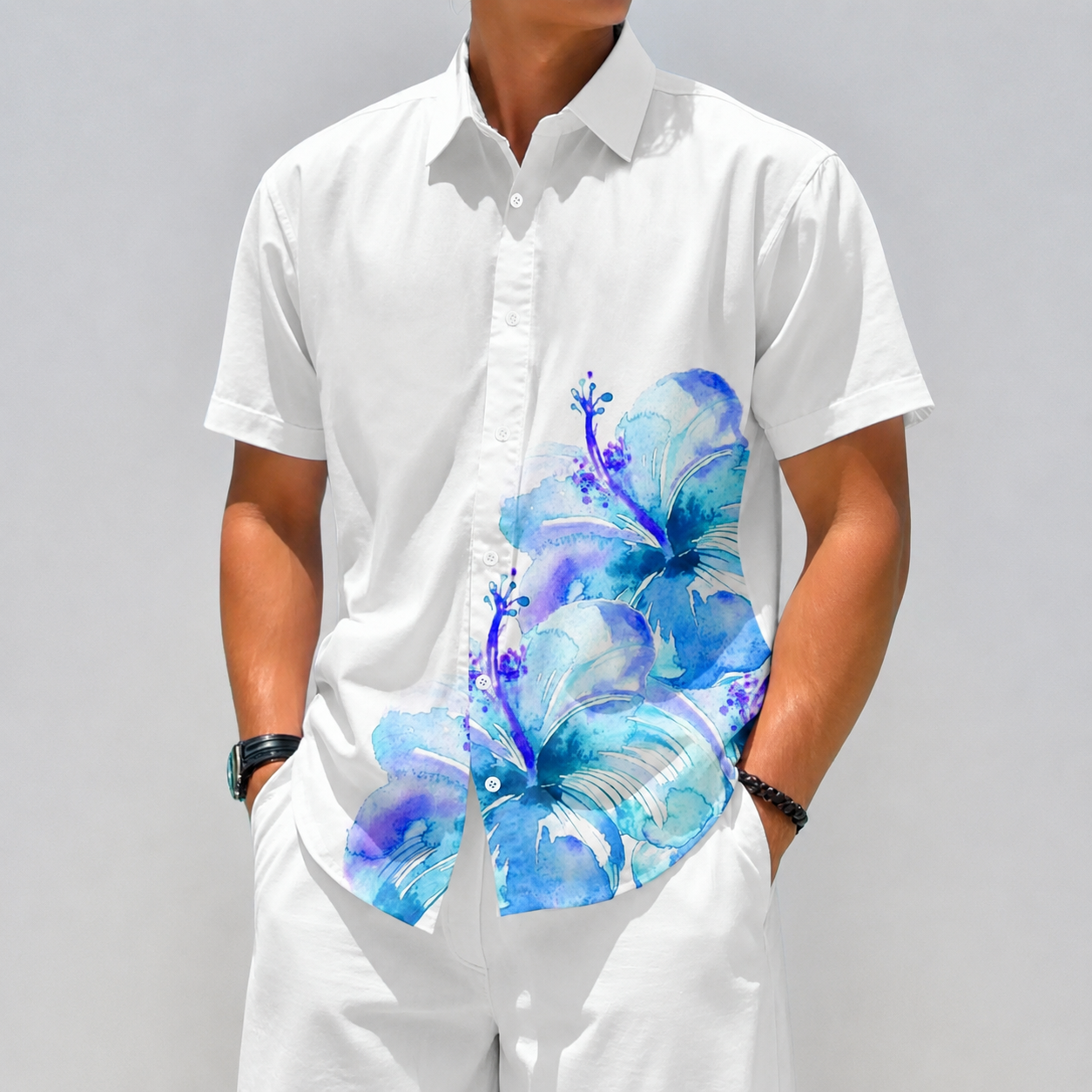 Floral Print Short Sleeve Casual Vacation Shirt For Men