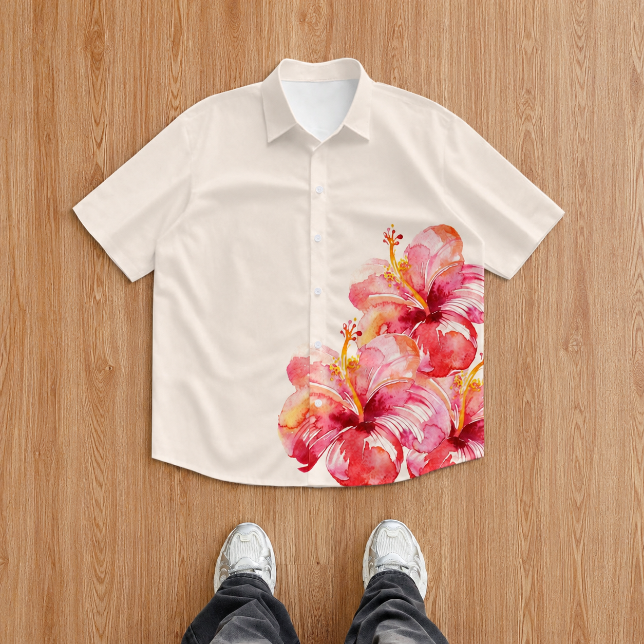 Floral Print Short Sleeve Casual Vacation Shirt For Men