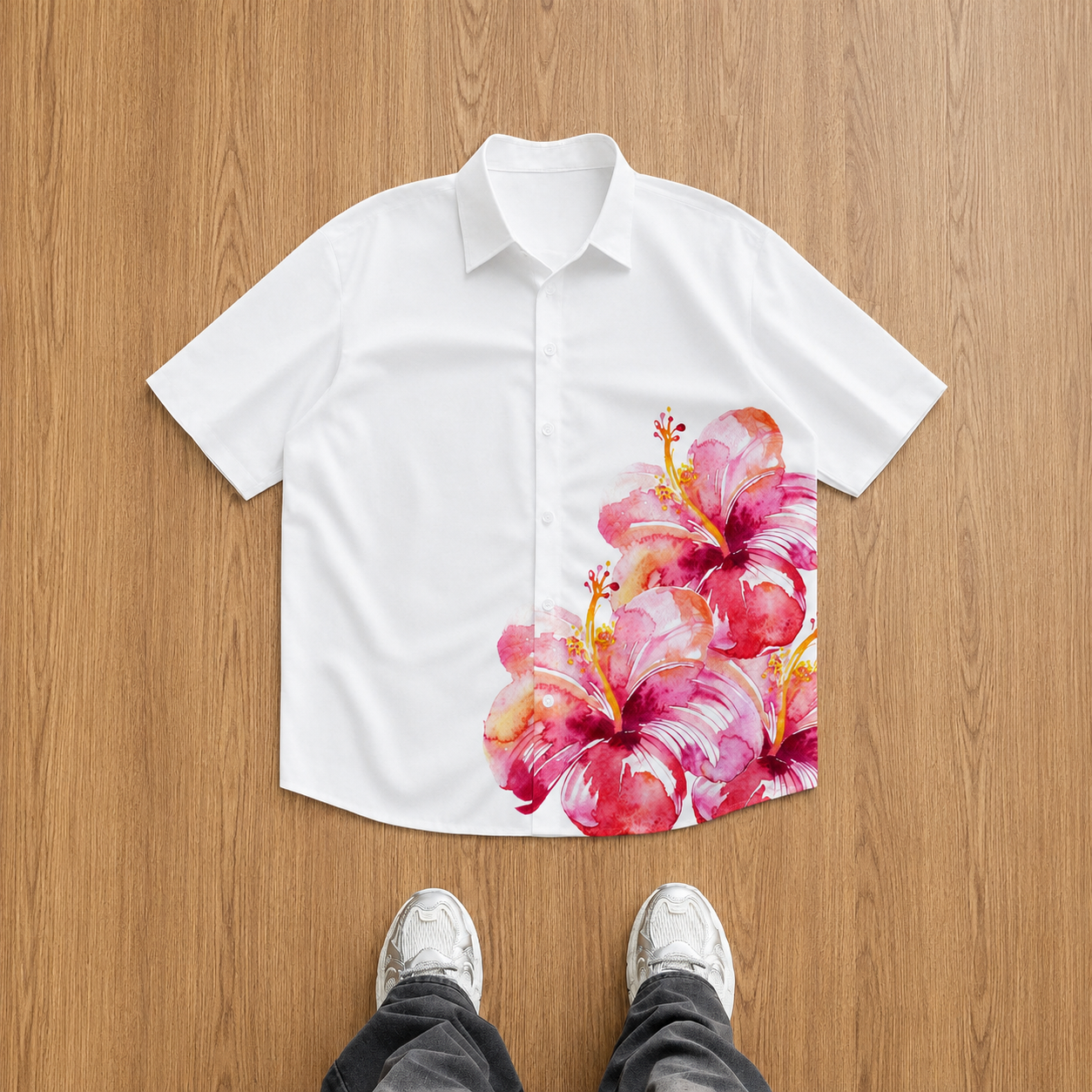 Floral Print Short Sleeve Casual Vacation Shirt For Men