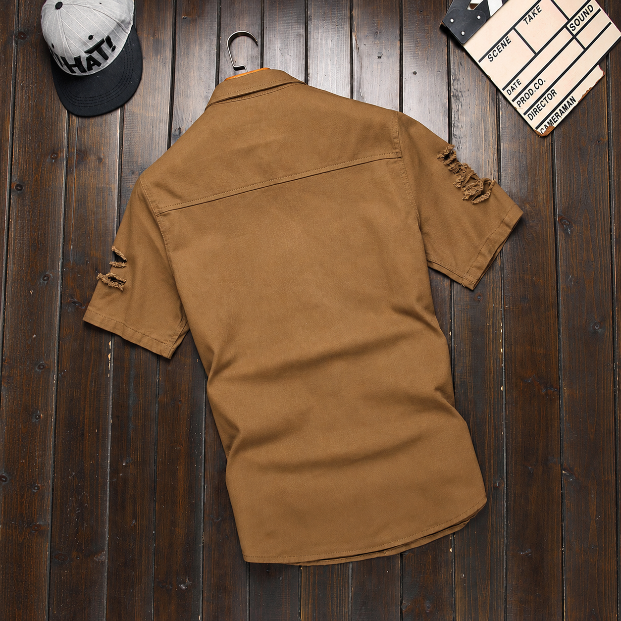 Short Sleeve Button Up Denim Shirt For Men