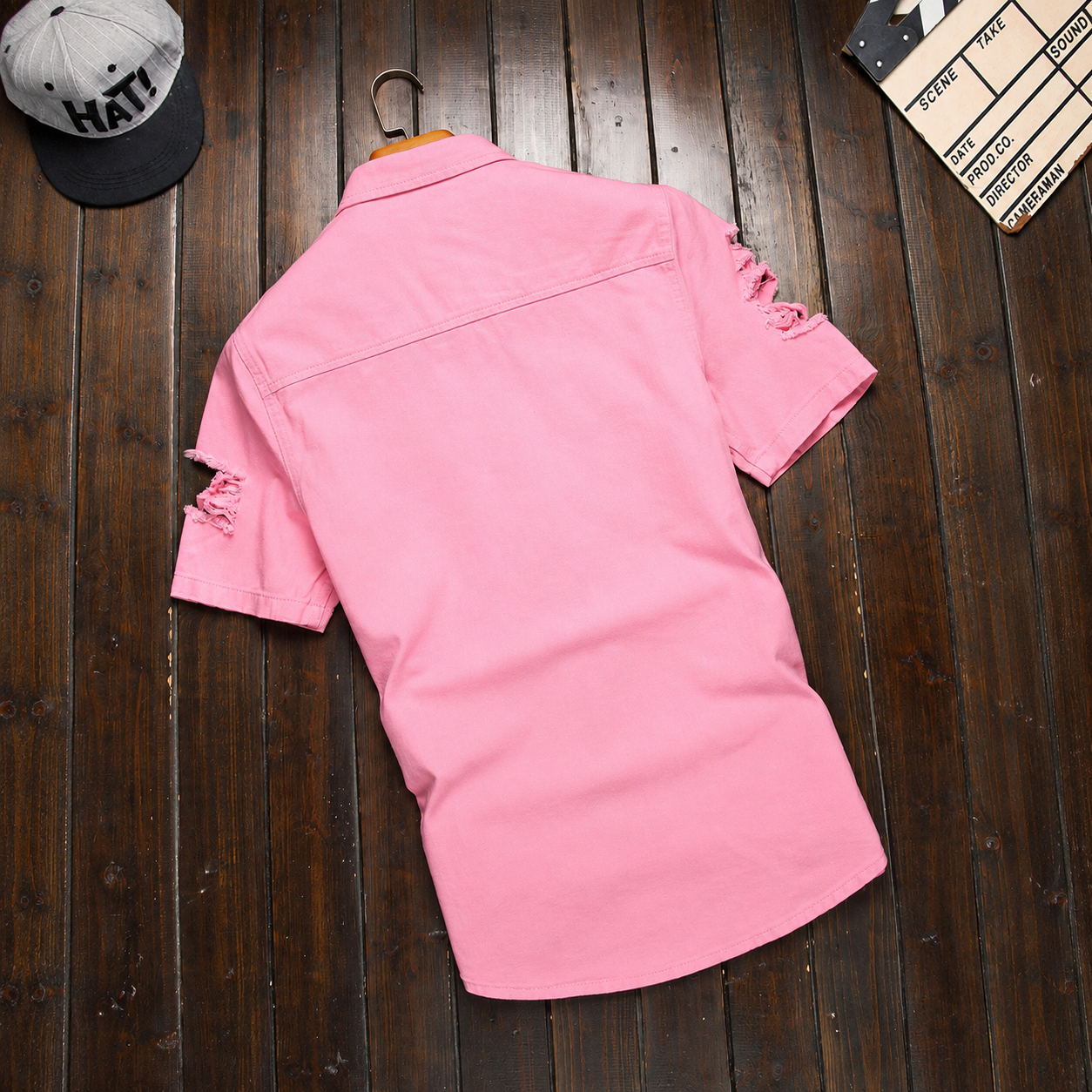 Short Sleeve Button Up Denim Shirt For Men