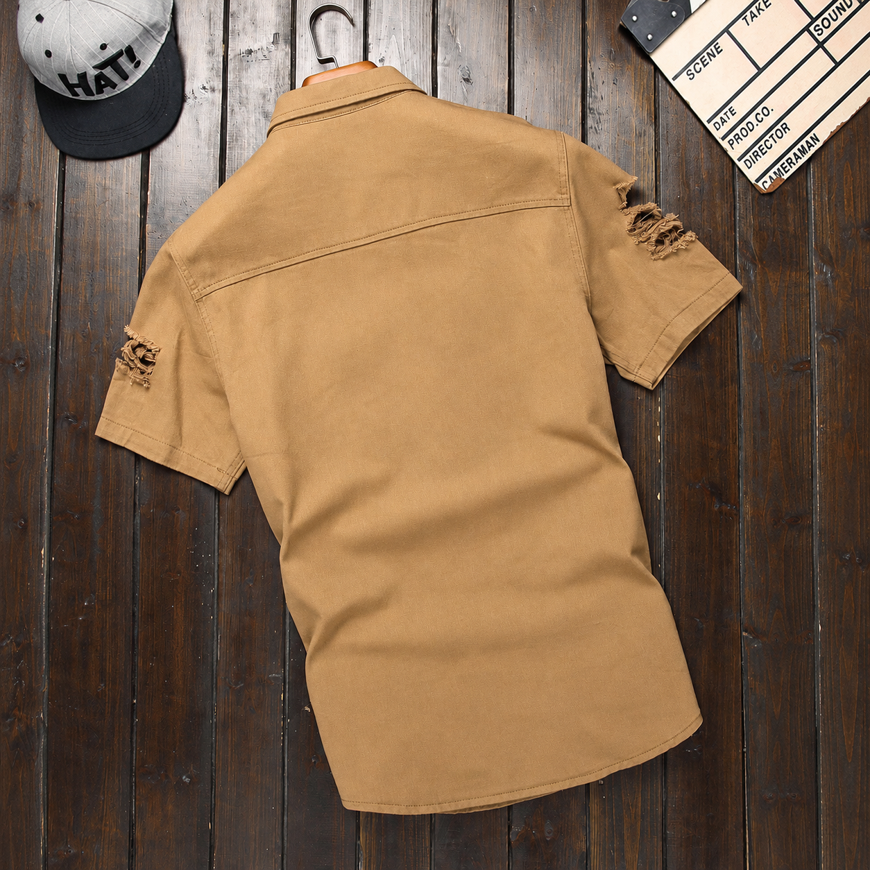 Short Sleeve Button Up Denim Shirt For Men