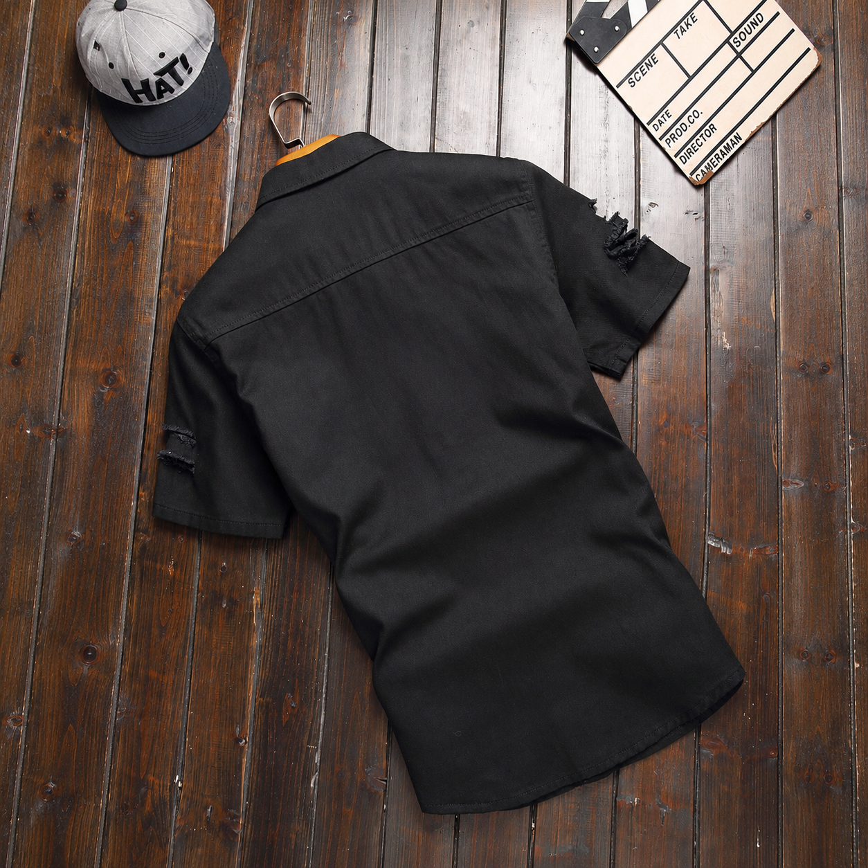 Short Sleeve Button Up Denim Shirt For Men