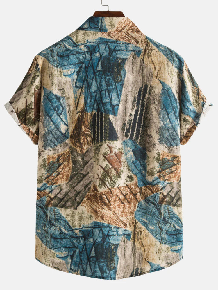 Abstract Graffiti Cotton Shirt-Vacay Outfit