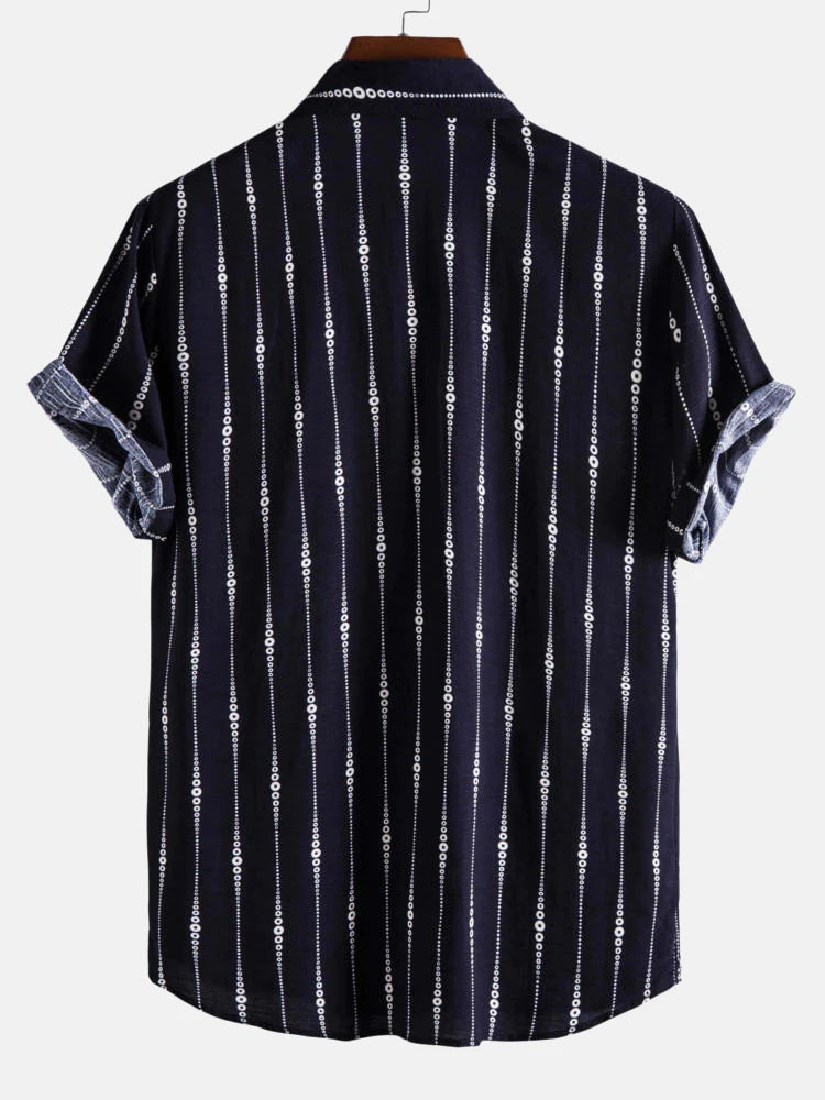 Abstract Stripes Lapel Shirt-Vacay Outfit