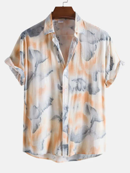 Abstract Ink Print Shirt-Vacay Outfit