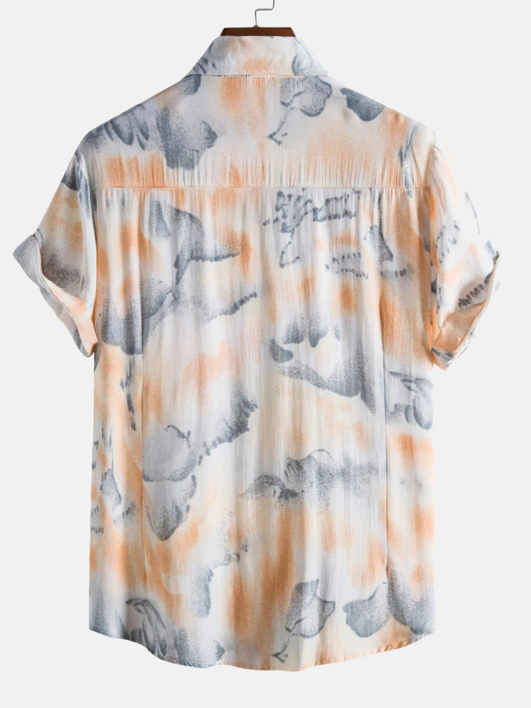 Abstract Ink Print Shirt-Vacay Outfit