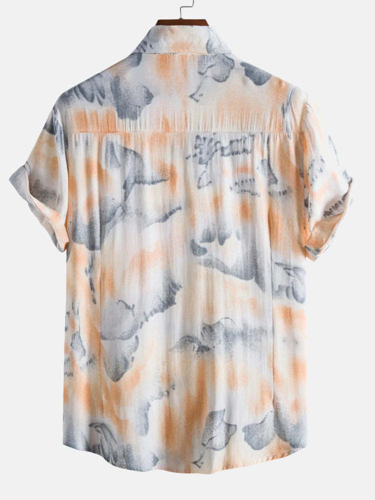 Abstract Ink Print Shirt-Vacay Outfit