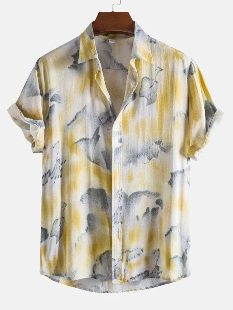 Abstract Ink Print Shirt-Vacay Outfit