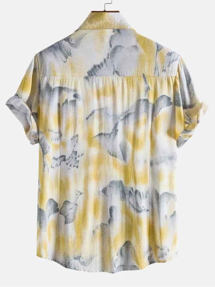 Abstract Ink Print Shirt-Vacay Outfit
