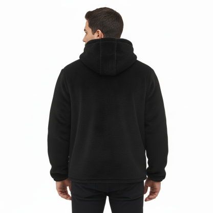 Hooded Winter Jacket For Men With Zipper Closure And Side Pockets