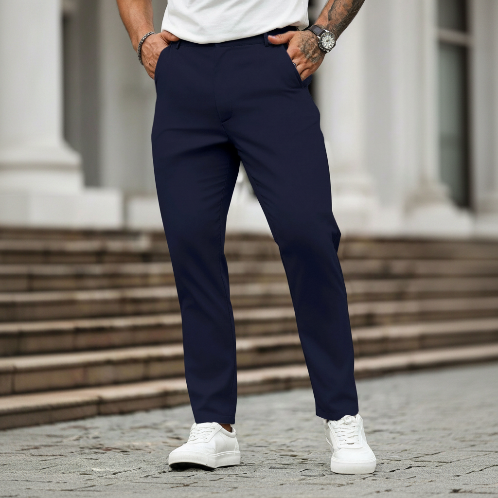Casual Solid Color Pocket Suit Pants
