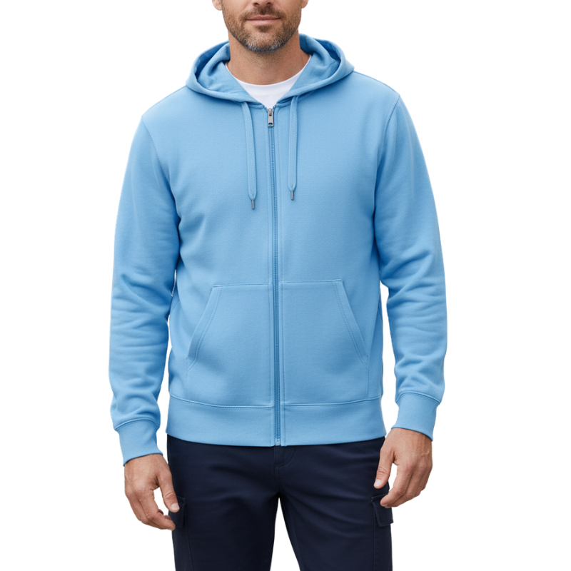 Men Lightweight French Terry Full-Zip Hooded Sweatshirt