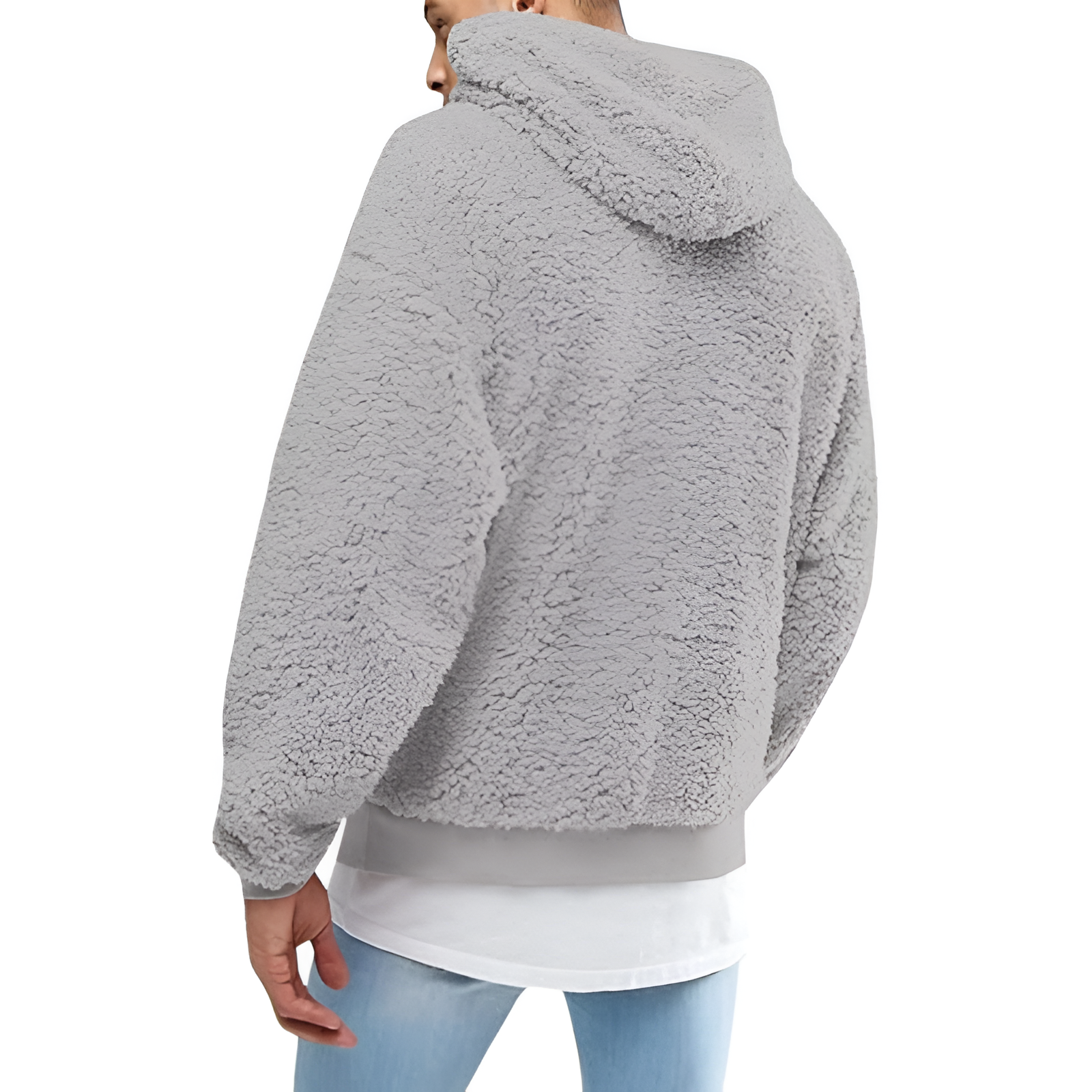 Mens Fuzzy Sherpa Pullover Hoodie Sweatshirts Long Sleeve Sport Front Pocket Military Fall Outwear Winter Hooded