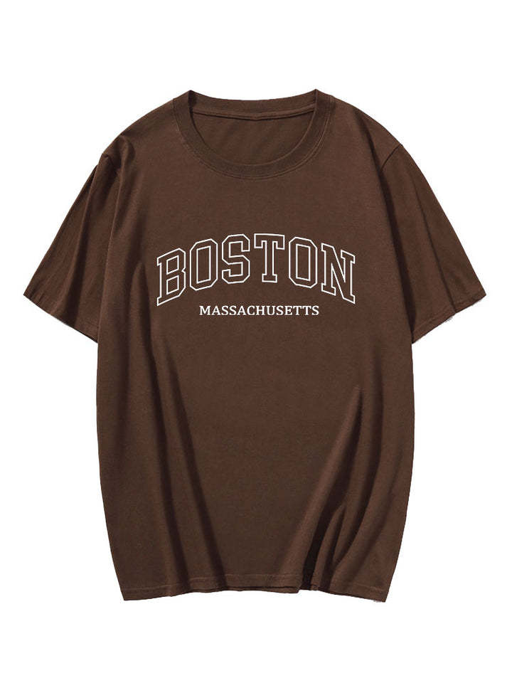 Boston Print Oversize T-Shirt-Vacay Outfit