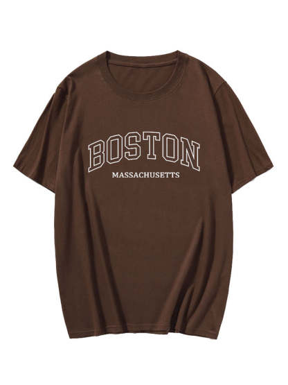 Boston Print Oversize T-Shirt-Vacay Outfit