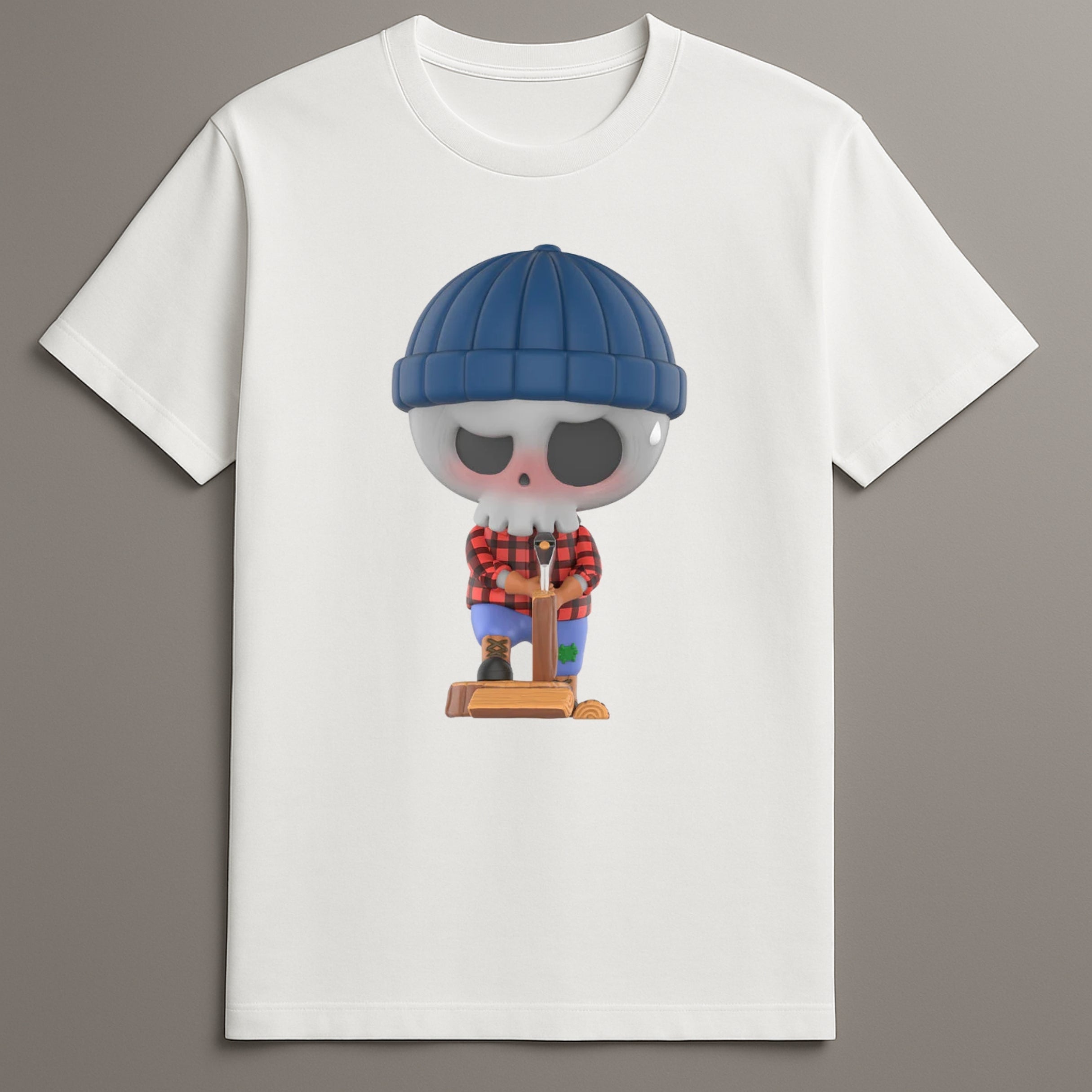 Labubu chopping wood graphic tee