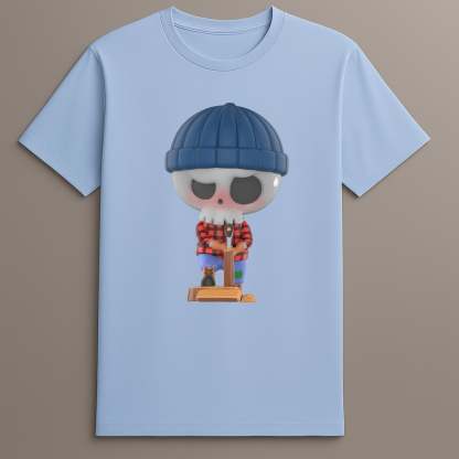 Woodcutting Labubu cartoon t-shirt
