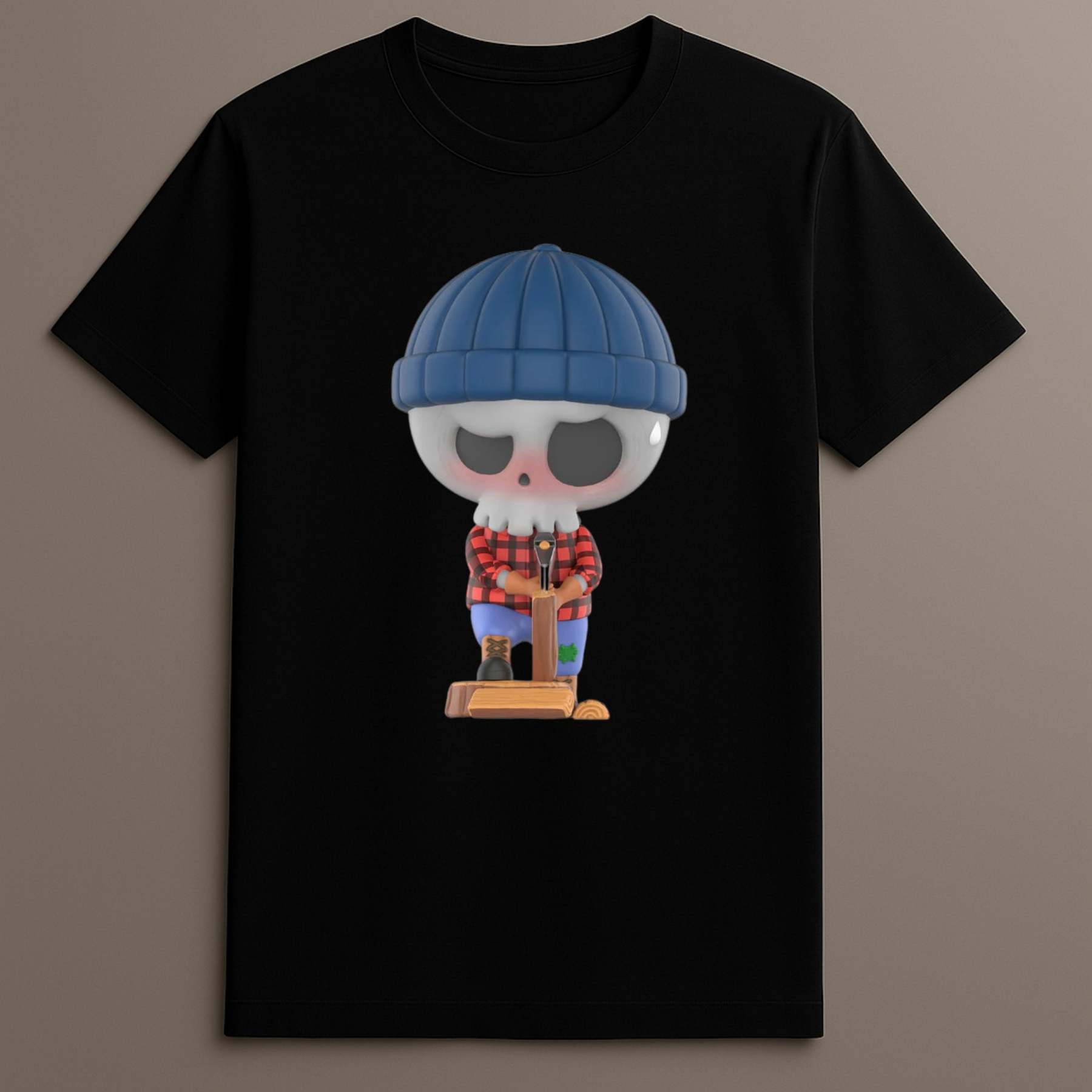 Cute Labubu lumberjack style tee

