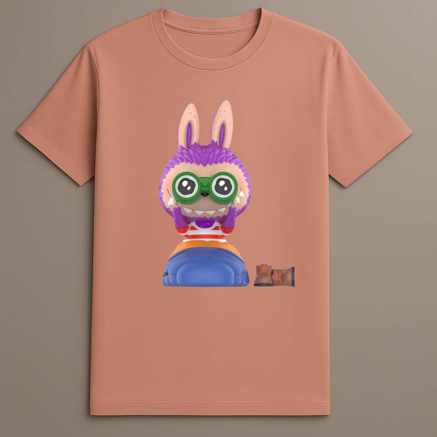 Cartoon Labubu camping style tee


