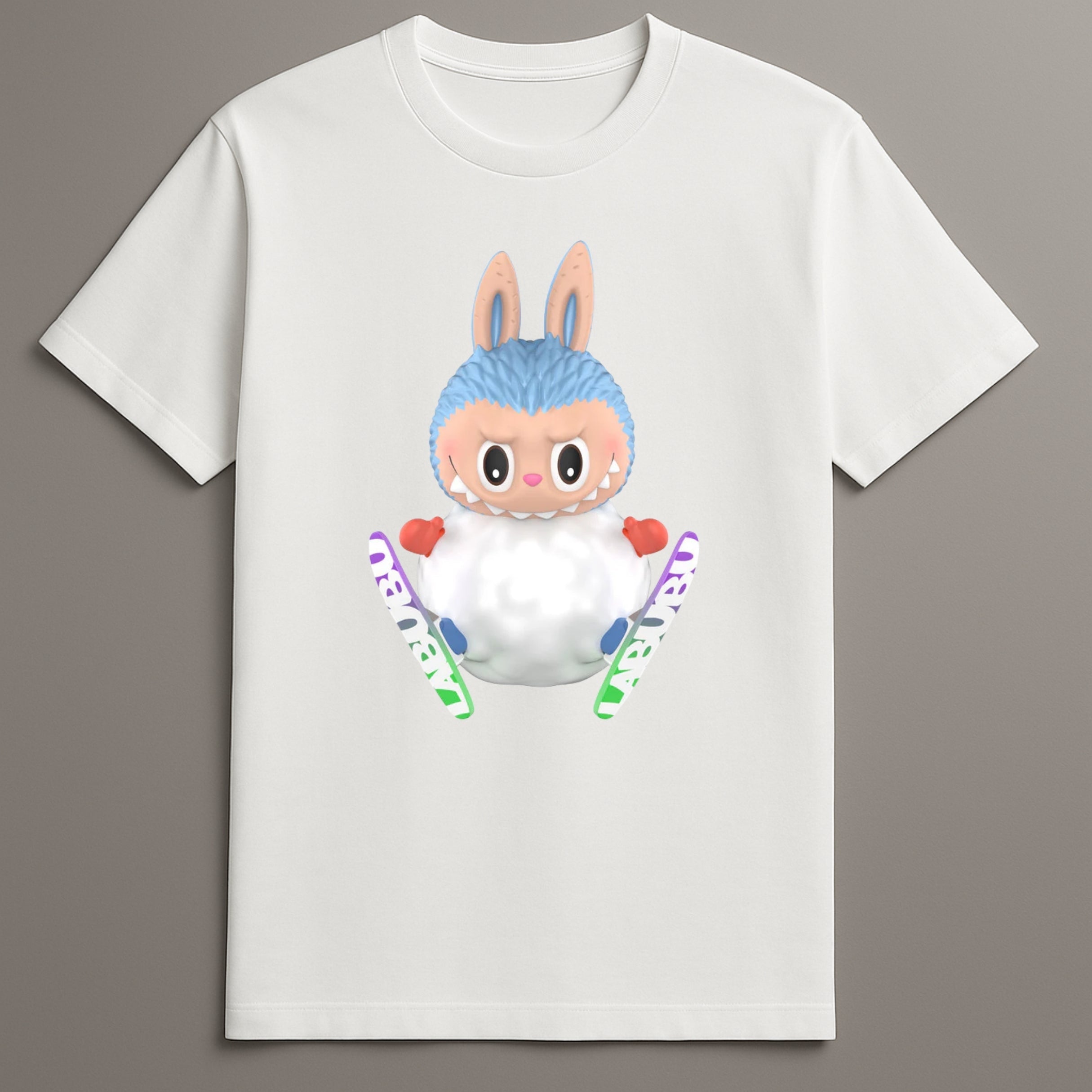 Labubu skiing bunny monster tee

