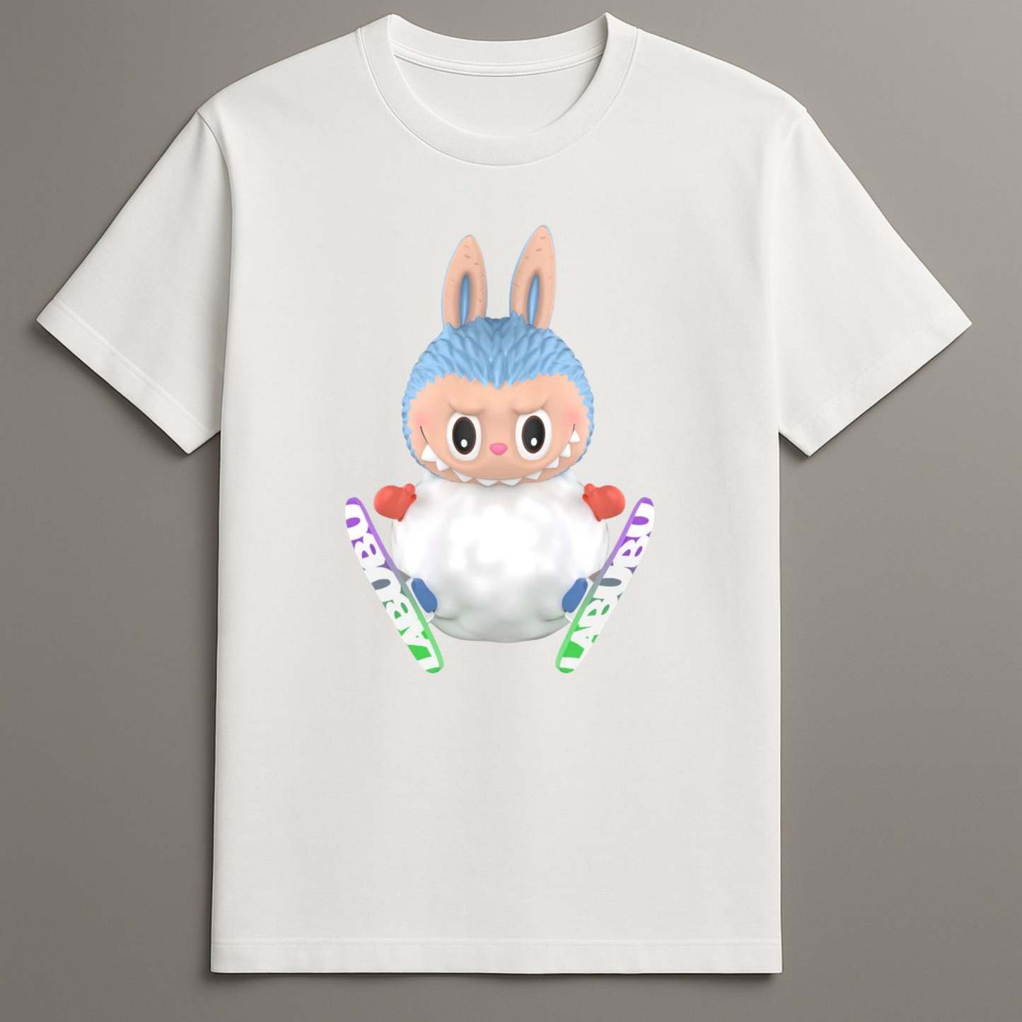 Labubu skiing bunny monster tee

