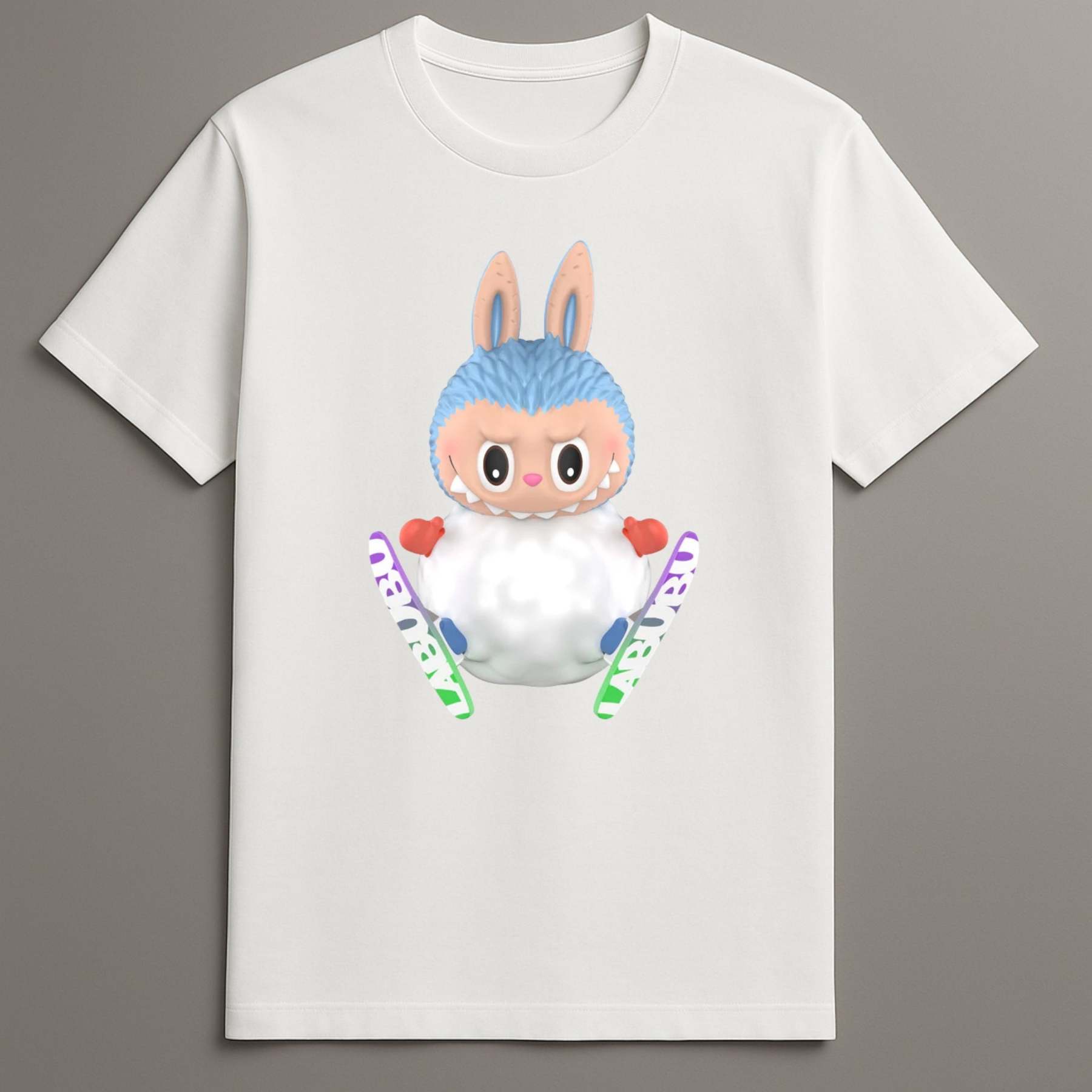 Labubu skiing bunny monster tee

