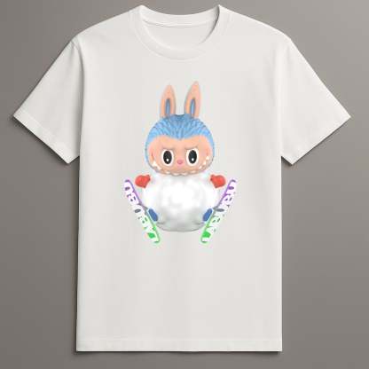 Labubu skiing bunny monster tee

