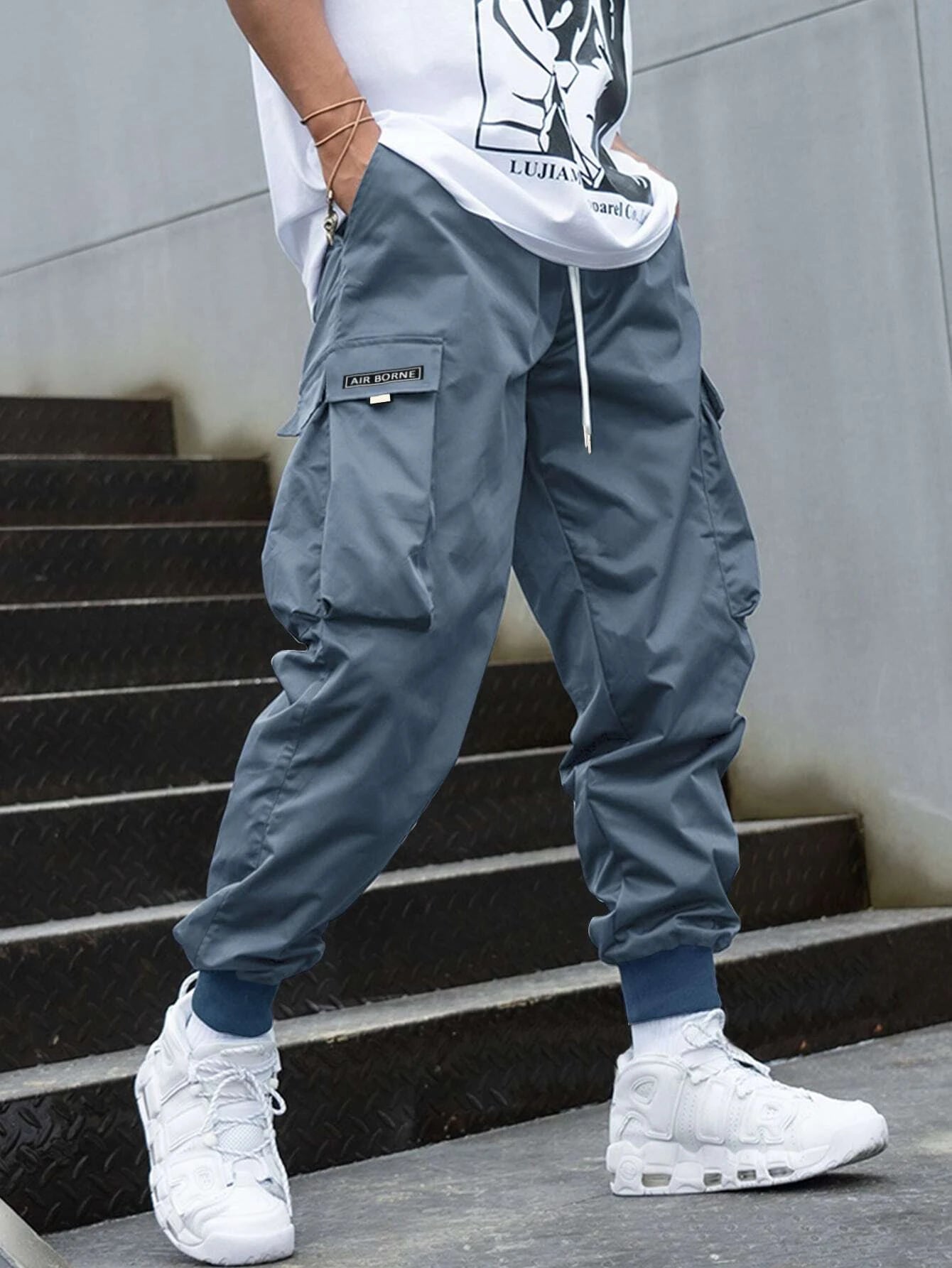 Letter Graphic Flap Pocket Cargo Pants-Vacay Outfit