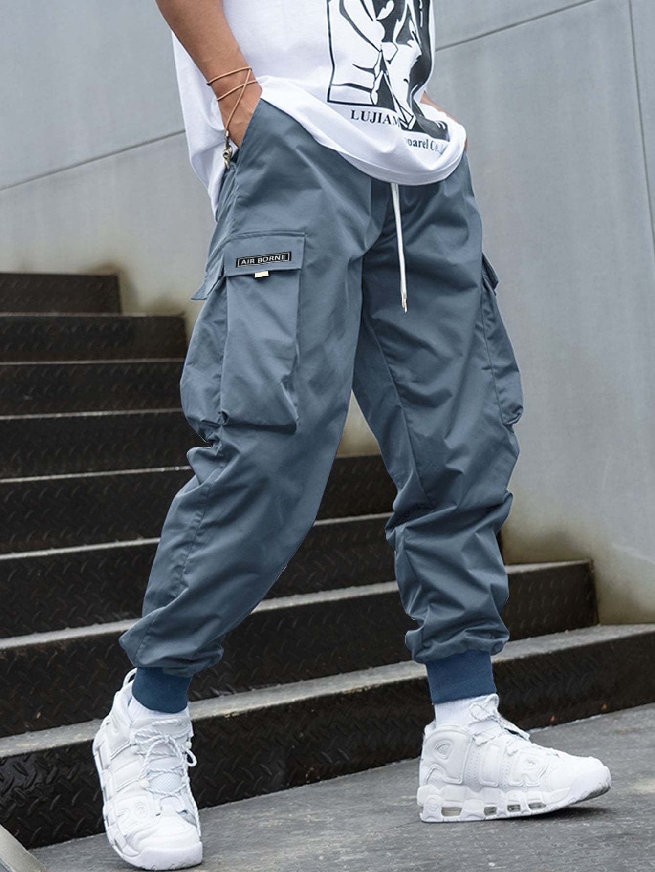 Letter Graphic Flap Pocket Cargo Pants-Vacay Outfit