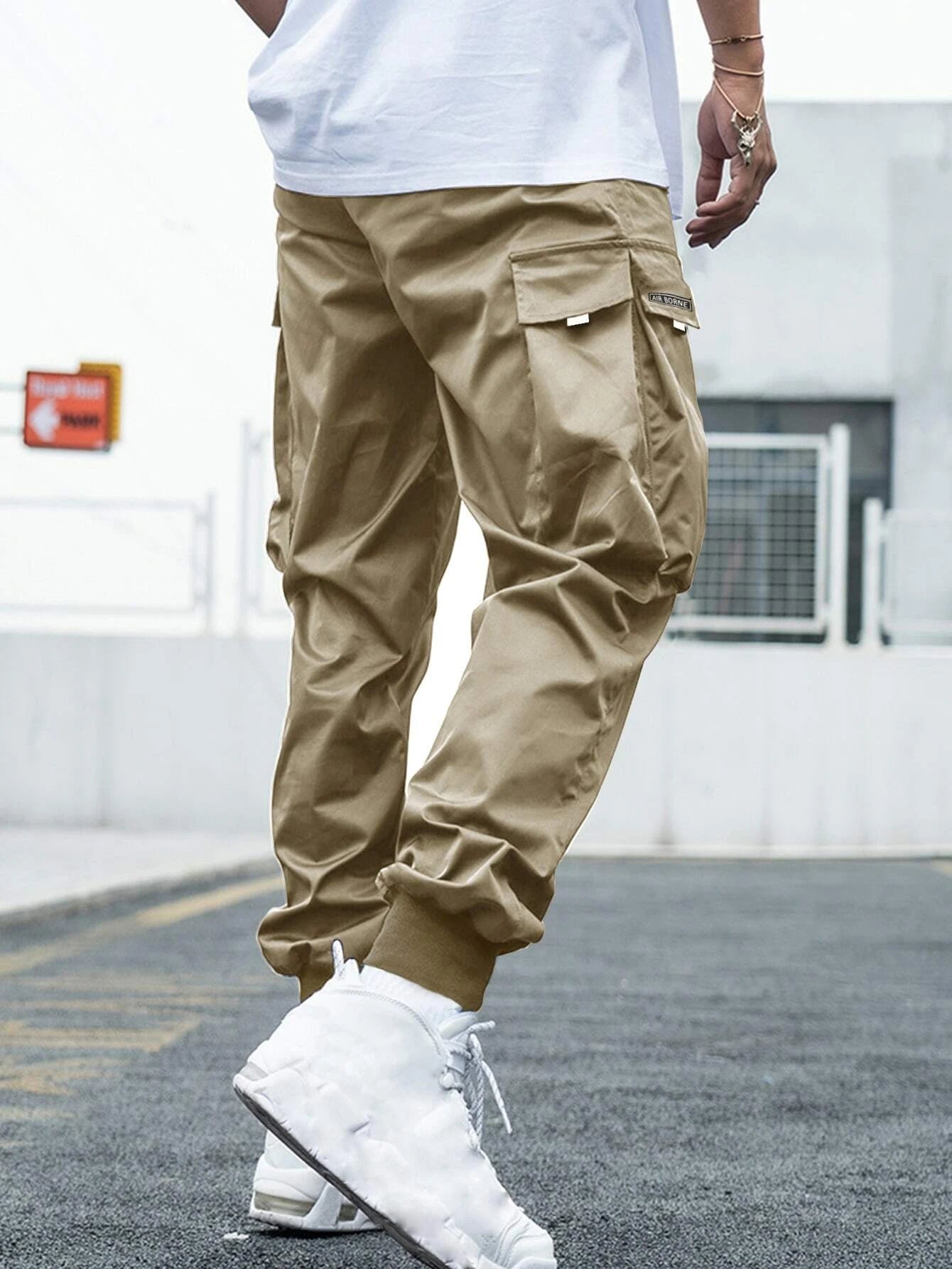 Letter Graphic Flap Pocket Cargo Pants-Vacay Outfit