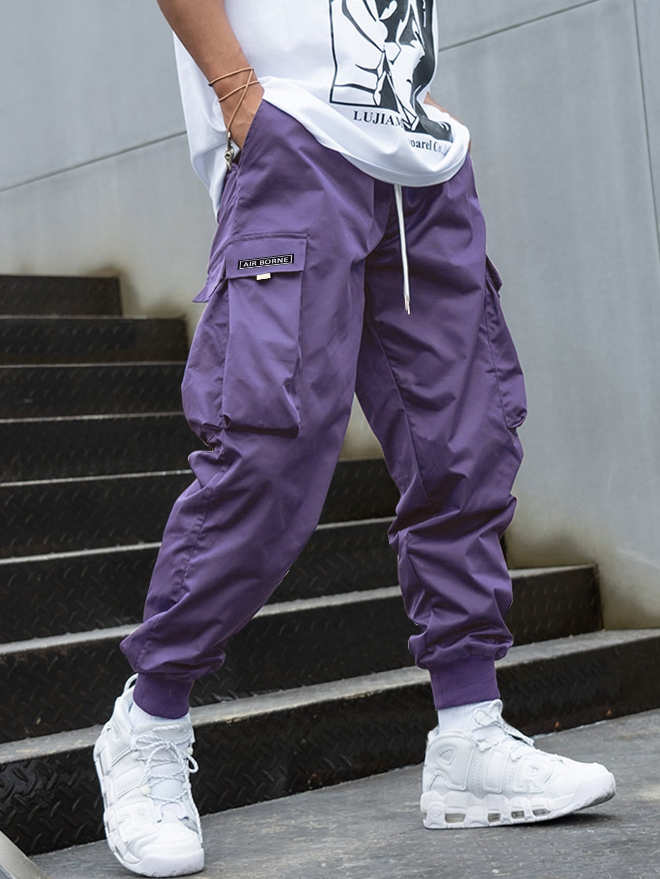 Letter Graphic Flap Pocket Cargo Pants-Vacay Outfit