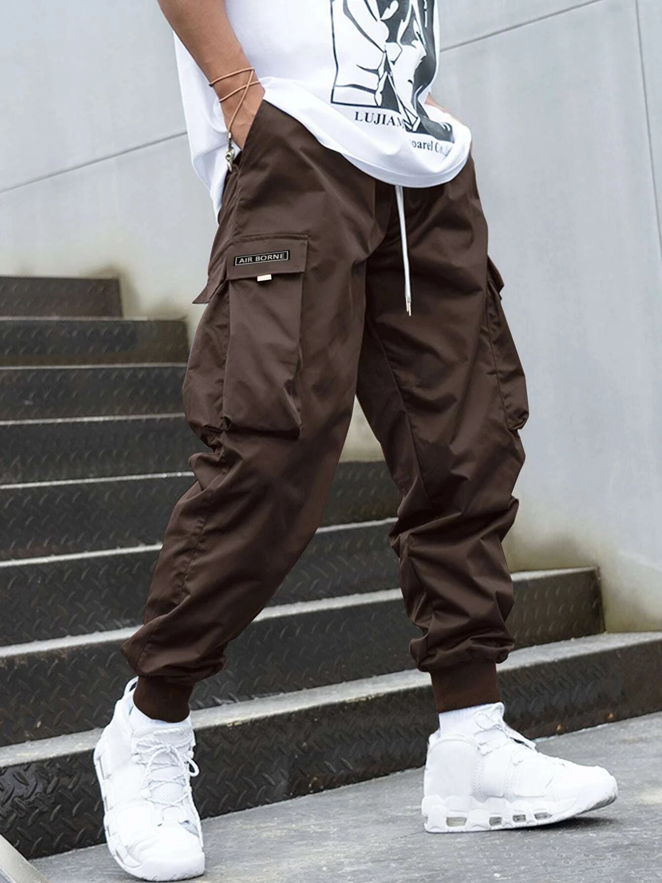Letter Graphic Flap Pocket Cargo Pants-Vacay Outfit