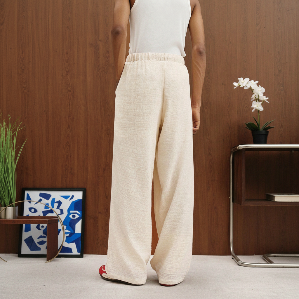 Linen Drawstring Straight Pants For Men
