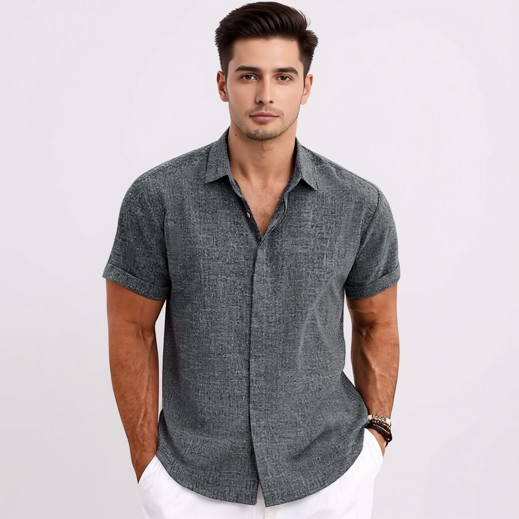 Linen Short Sleeve Casual Shirts For Men