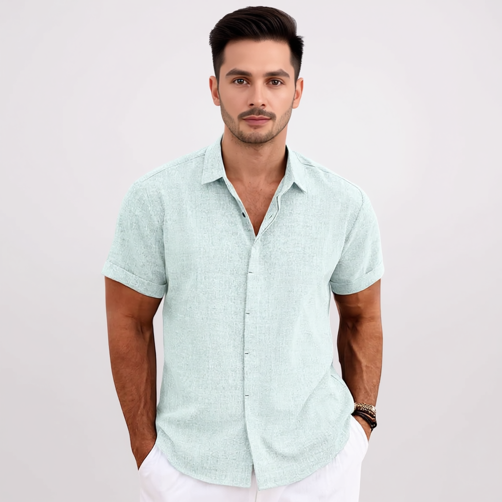 Linen Short Sleeve Casual Shirts For Men