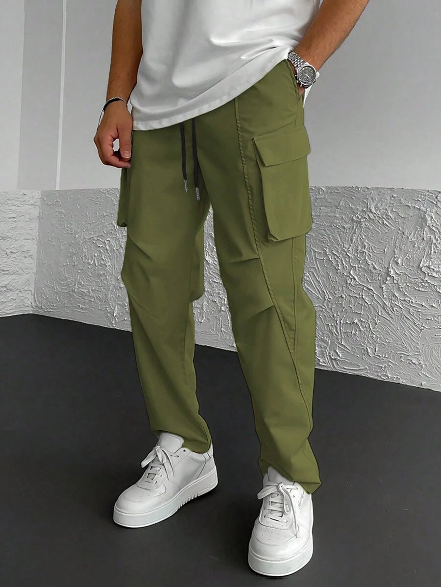 Loose Fit Cargo Pant With Flap Pockets-Vacay Outfit
