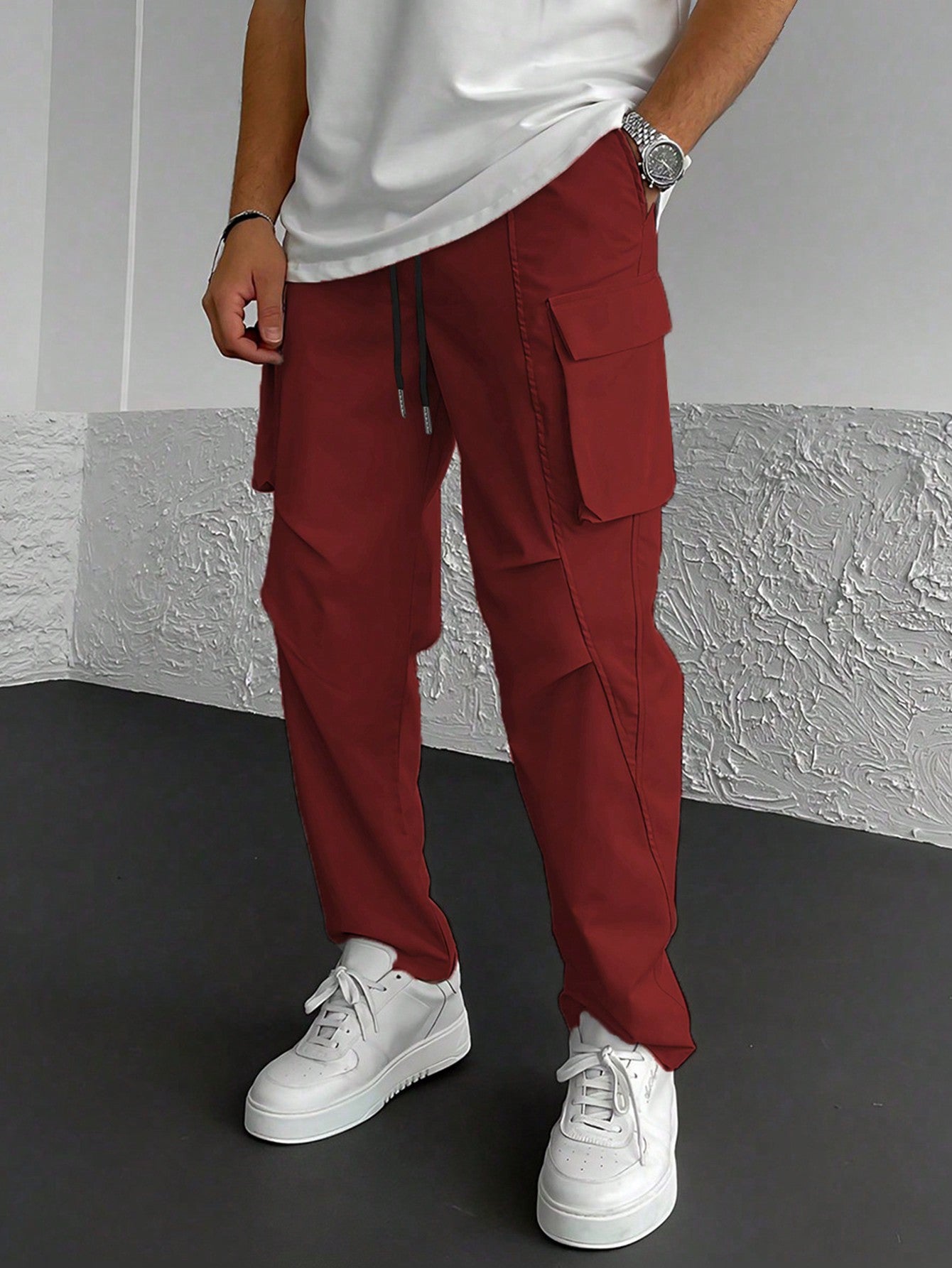 Loose Fit Cargo Pants With Flap Pockets-Vacay Outfit
