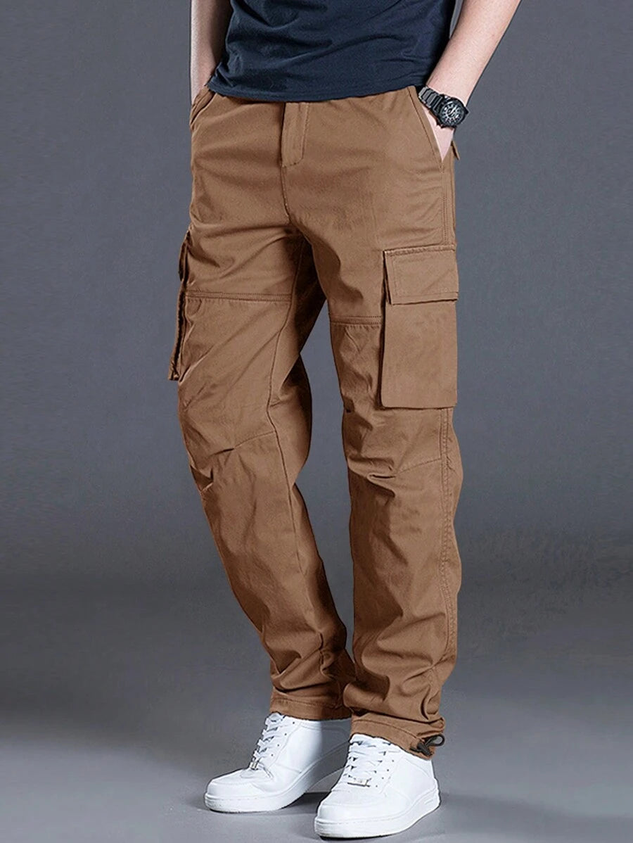 Loose Fit Drawstring Cargo Pants With Flap Pockets-Vacay Outfit