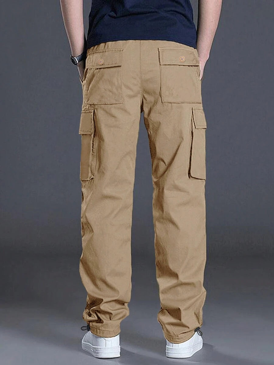Loose Fit Drawstring Cargo Pants With Flap Pockets-Vacay Outfit