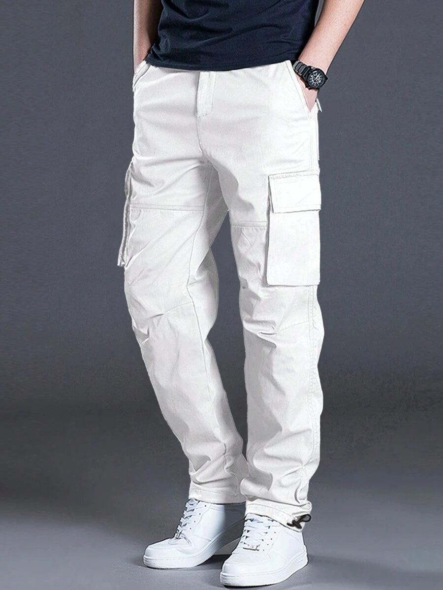 Loose Fit Drawstring Cargo Pants With Flap Pockets-Vacay Outfit