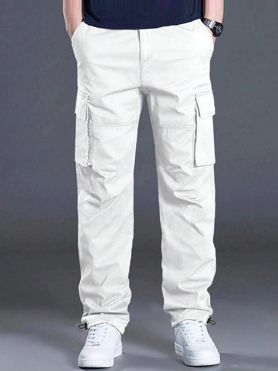 Loose Fit Drawstring Cargo Pants With Flap Pockets-Vacay Outfit