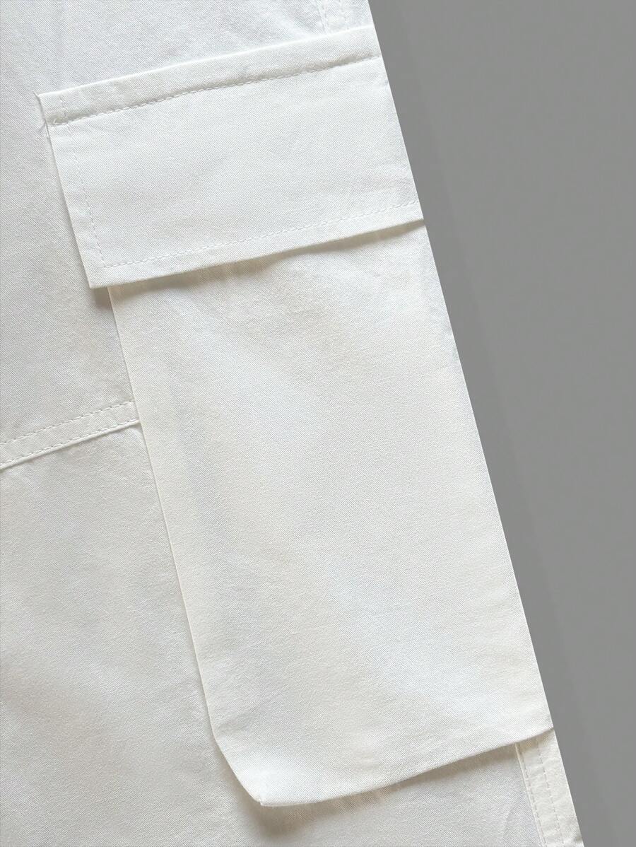 Loose Fit Drawstring Cargo Pants With Flap Pockets-Vacay Outfit