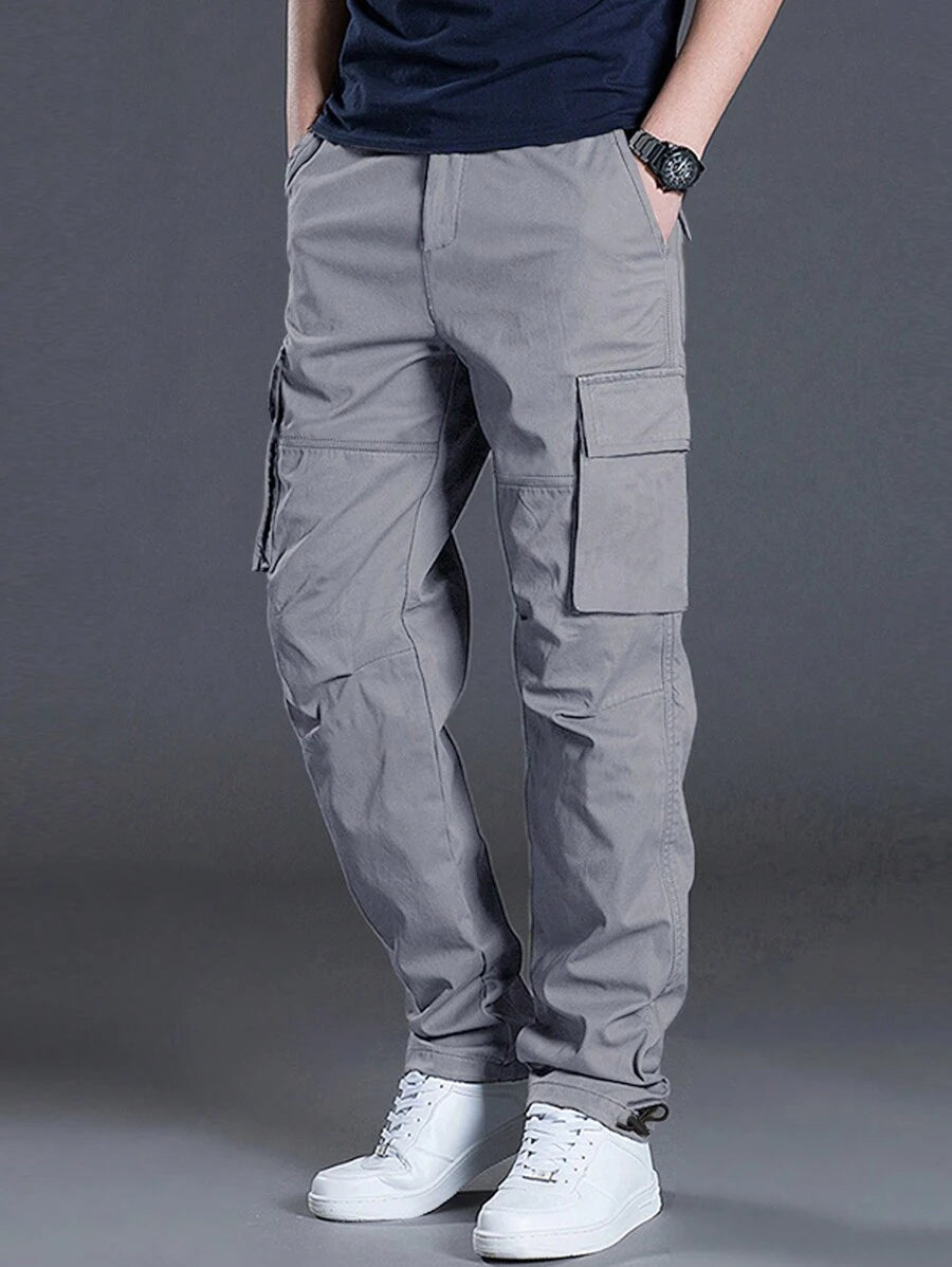 Loose Fit Drawstring Cargo Pants With Flap Pockets-Vacay Outfit