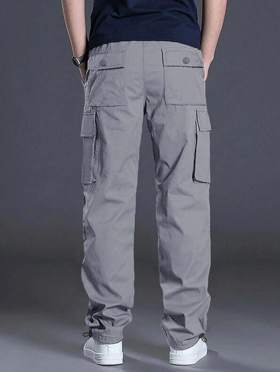 Loose Fit Drawstring Cargo Pants With Flap Pockets-Vacay Outfit