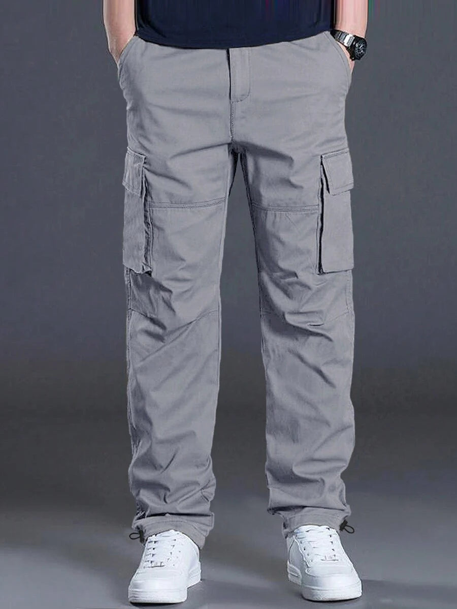 Loose Fit Drawstring Cargo Pants With Flap Pockets-Vacay Outfit